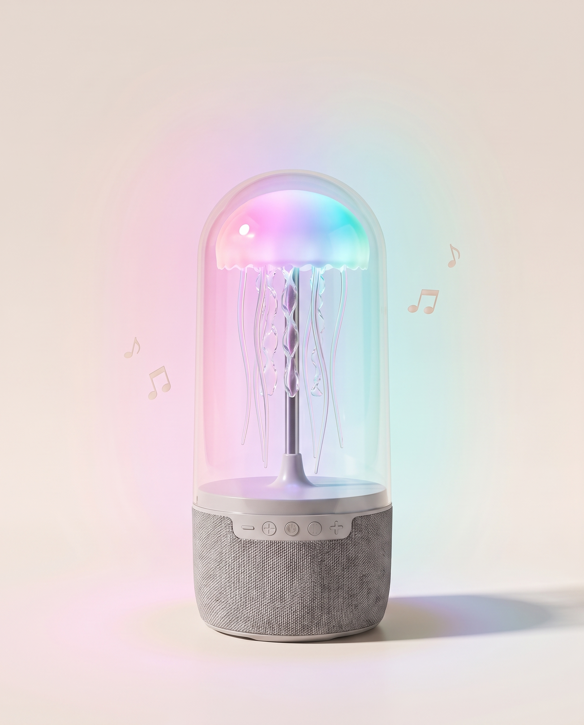Jellyfish Bluetooth speaker lamp glowing in RGB colors