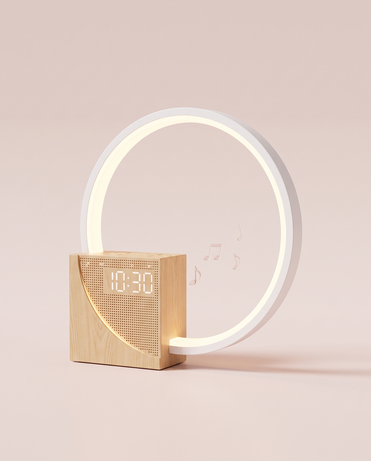 Bedside lamp with natural sounds and alarm clock