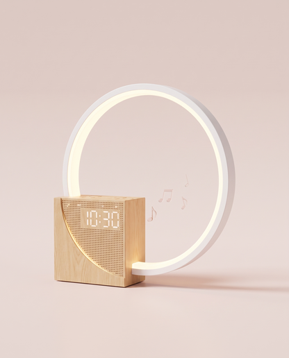 Bedside lamp with natural sounds and alarm clock