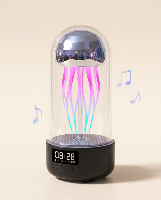Jellyfish lamp speaker with clock